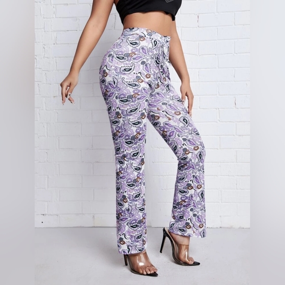 Boho Paisley Flare Leg Pants - Picture 5 of 8